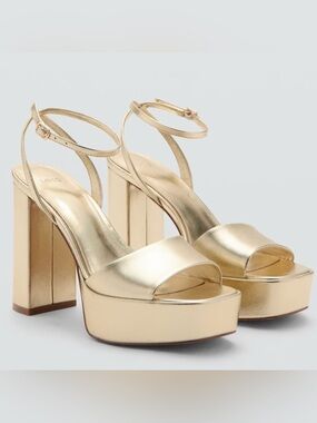 Mango Metallic-Effect Heeled Sandals